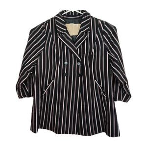 Torrid women's button-up pea coat, 4X, black with lavender stripes VGC